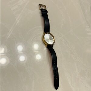 Kate Spade Gold Scalloped Watch w/Black Strap